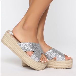 On The Boardwalk Flat Sandals Silver